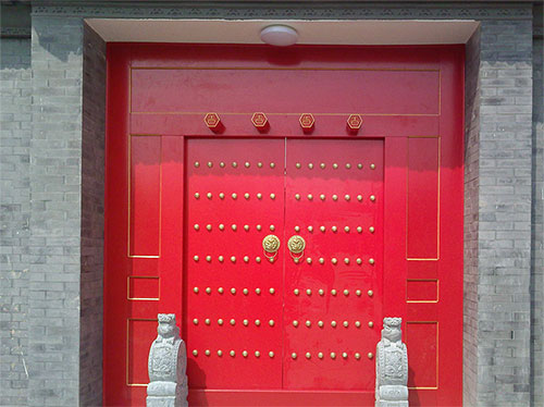 朔城中国传统四合院系列朱红色中式木制大门木作